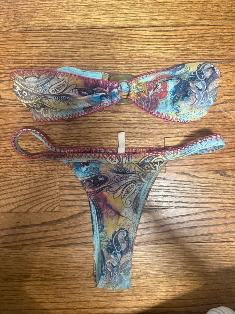 Jaded London Multicolor Paisley Bandeau Bikini Set